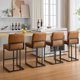thumbnail image 3 of Kojooin Moderno Taburete de Bar de Piel Sintética de 24" con Respaldo, Estructura de Metal, Diseño Ergonómico, Perfecto para Islas de Cocina y Bares Domésticos, 3 of 6