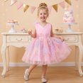 thumbnail image 7 of IBTOM CASTLE Toddler Girls Butterfly Birthday Dress Ruffle Tulle Flower Girl Wedding Pageant Formal Party Dress Floral Shiny Butterfly for Photo Shoot 5-6 Years Rainbow Pink, 7 of 7