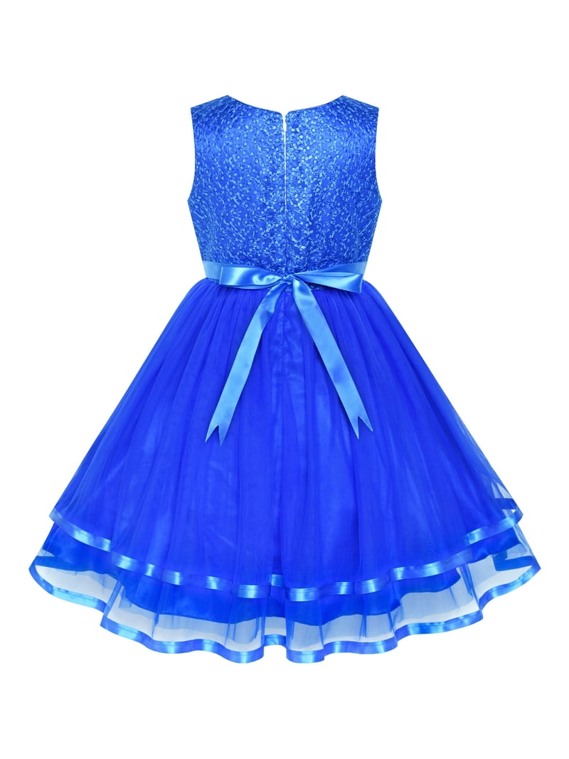 Sunny Fashion Girls Wedding Dress Sleeveless Flower Party Dress, Size 4-14, Girl's, Size: 5, Blue