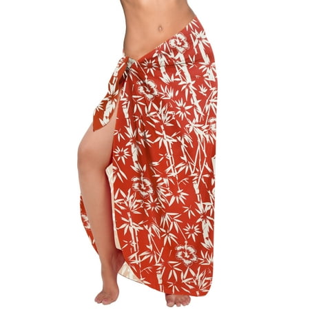HAPPY BAY Women s Wraps Vacation Summer Sarong Long Beach Beachwear Swimwear Swim Cover ups Bathing Suit Coverups for Women One Size Berry  Floral