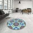 thumbnail image 3 of Ahgly Company Indoor Square Patterned Tiffany Blue Area Rugs, 3' Square, 3 of 6