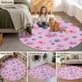 thumbnail image 6 of Spring Floral 6ft Round Rugs, Summer Botanical Purple Pink Flower Washable Non-Slip Area Rugs for Living Room Bedroom Kitchen, Soft Low Pile Dining Room Kicthen Circle Carpet, Indoor Floor Rug, 6 of 9