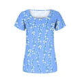 thumbnail image 4 of Pisexur Hauts pour Femmes 2023 Été Grande Taille Tuniques Décontractées à Col Rond Chemises à Manches Courtes Pétale Coupe Ample Blouse Mignonne, 4 of 6