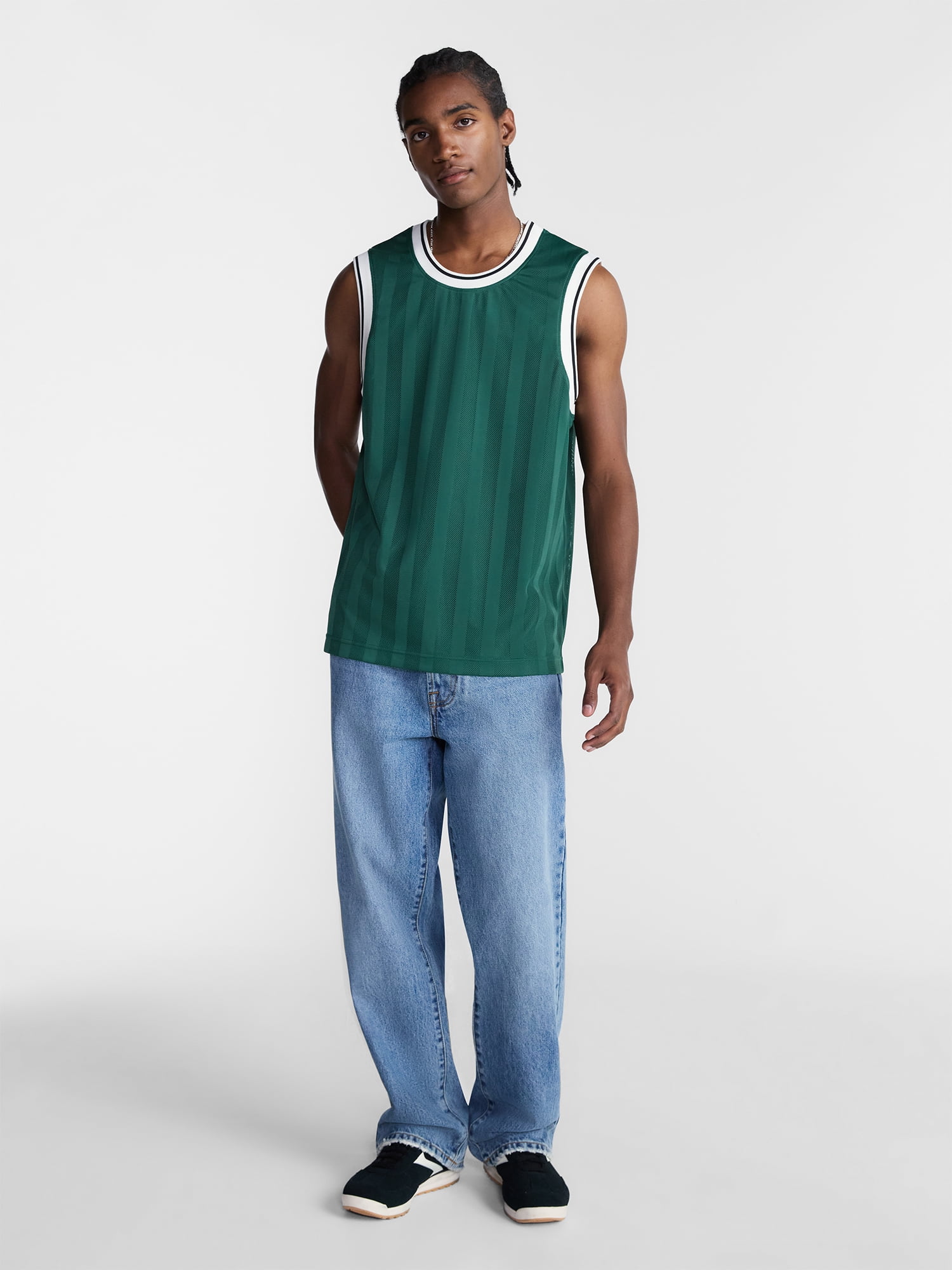 No Boundaries Striped Mesh Tank Top, Men's XS-2XL