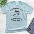 thumbnail image 2 of Kids Girls Don't Like Boys Girls Like Cats and Money T-shirt, Youth Kids Girl T-Shirt, Cat Shirt, Funny Saying, Light Blue, Small, 2 of 4