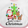 thumbnail image 4 of Inktastic Baby's 1st Christmas with Santa Reindeer and Tree Boys or Girls Baby Bib, 4 of 4