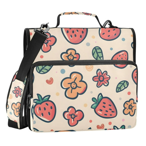 ALAZA Zipper Binder Cute Strawberry 3 Ring Trapper Keeper File Folder Organizer Bag