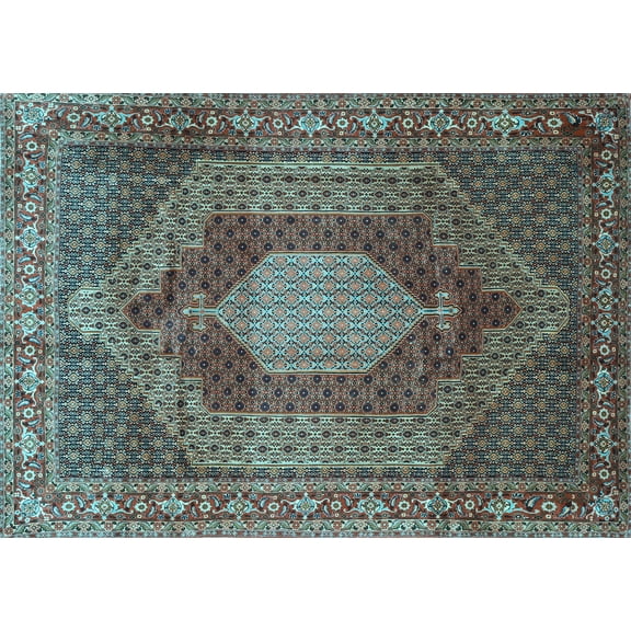 Ahgly Company Indoor Rectangle Persian Light Blue Traditional Area Rugs, 5' x 7'