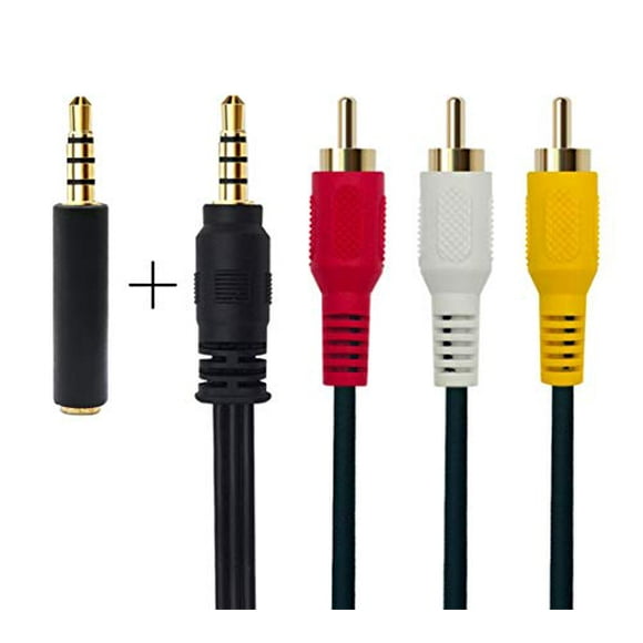 Câble Vidéo 3.5 mm vers RCA AV 3.5mm Mâle vers 3RCA Mâle pour SmartphonesMP3 Tablettes Haut-Parleurs Home Cinéma (3.5 Droit vers 3 RCA 1.5m)