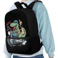 thumbnail image 4 of Uourmeti Large Capacity Backpack for School Work, 17 Inch Stylish Daypack, Dinosaur Motorcycle Theme, 4 of 6