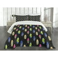 thumbnail image 3 of Ambesonne Surfboard Quilted Bedspread Set 3 Pcs, Memphis 80s Style, King Size, Multicolor, 3 of 5