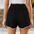thumbnail image 4 of Costeam Womens Contrast Color Trim Dolphin Hem Running Shorts Deep Side Inset Hand Pockets Adjustable Drawstring Elastic High Waist Quick Dry Casual Workout Athletic Lounge Short Bottoms, 4 of 8