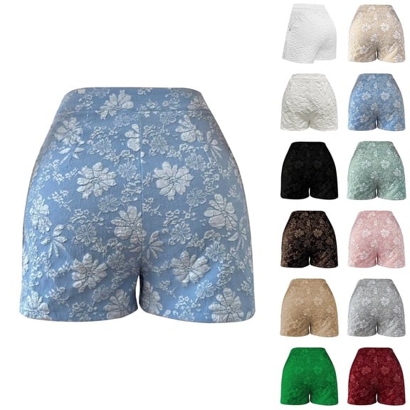 Endives Women's Dress Short Elegant Print Textured High Waist Straight Leg Shorts Business Casual Outfits for Women