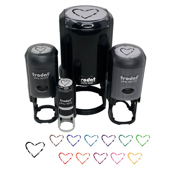 Heart Love Sketch Outline Self-Inking Rubber Stamp Ink Stamper - Sky Blue Ink - Mini 1/2 Inch