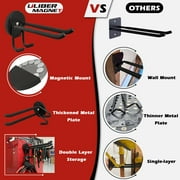 ULIBERMAGNET Double Layer Magnetic Hooks,Heavy Duty Magnetic Storage Hooks for Garden Tools,Shovel,Rope,Cable,Hose,Power Tool Organizer for Garages,Gardens,Workshop (2PACK/3.46INCH)