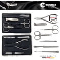 thumbnail image 2 of SHPITSER Professional 7pc TopInox Surgical Stainless Steel Tools Manicure Pedicure Set in Genuine Durable Leather Case Handmade in Solingen Germany for Nail and Cuticle and Nose Care, 2 of 9
