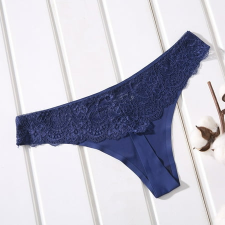 FUNUONY Big Sale!! Panties for Women 2025 Trendy Women Pantie Lace High Elastic Ice Silk Underpants Underwear Blue Xxl