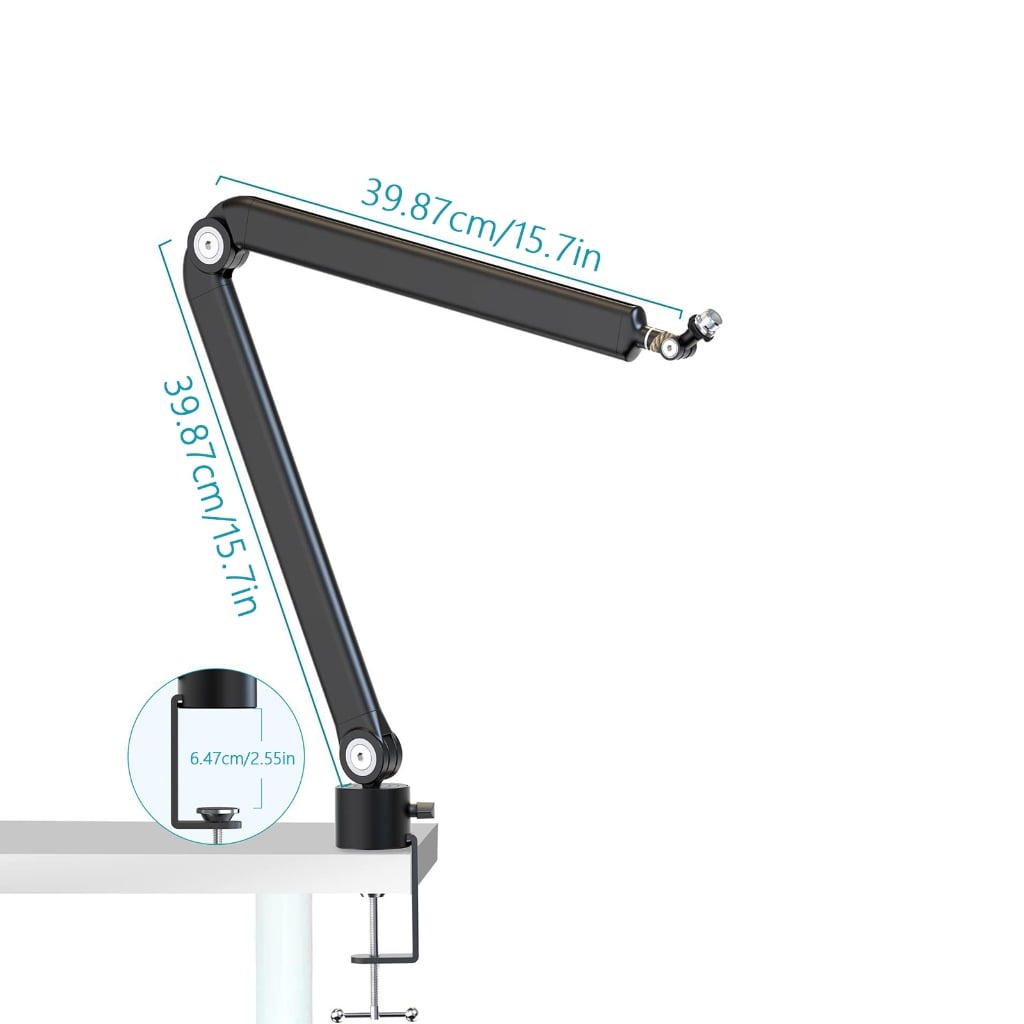 Boom Arm Adjustable 360 Rotatable Microphone Sturdy Stainless Steel Mic Desk, Table Stand Foldable Scissor Stable Mount