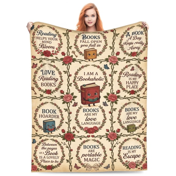 Book Lovers Gifts - Gifts for Book Lovers Women - Gifts for Readers - Reading Blanket - Books Club Librarian Bookworm Bookish Blanket Present for Women - Christmas Graduation - Throw Blanke 50x40