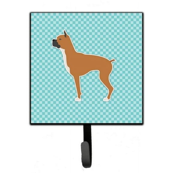 Carolines Treasures BB3753SH4 Boxer Checkerboard Blue Leash or Key Holder