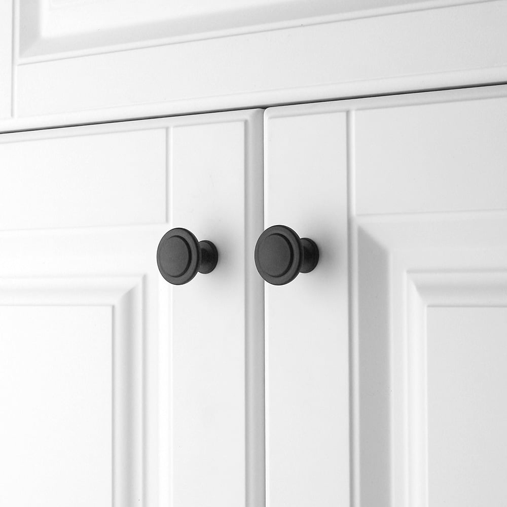 KOOFIZO 10 Pack Stepped Round Cabinet Knob - Black Pull Handle (Dia.31mm / 1.2 Inch)