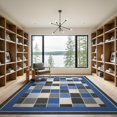 thumbnail image 2 of ODIKA 9'x12' Washable Area Rug Non-Shedding, Easy Care Abstract Mosaic Tessellated Grid Geometric Interlocking Design for Master Suite, California King, Under Bed, 2 of 7