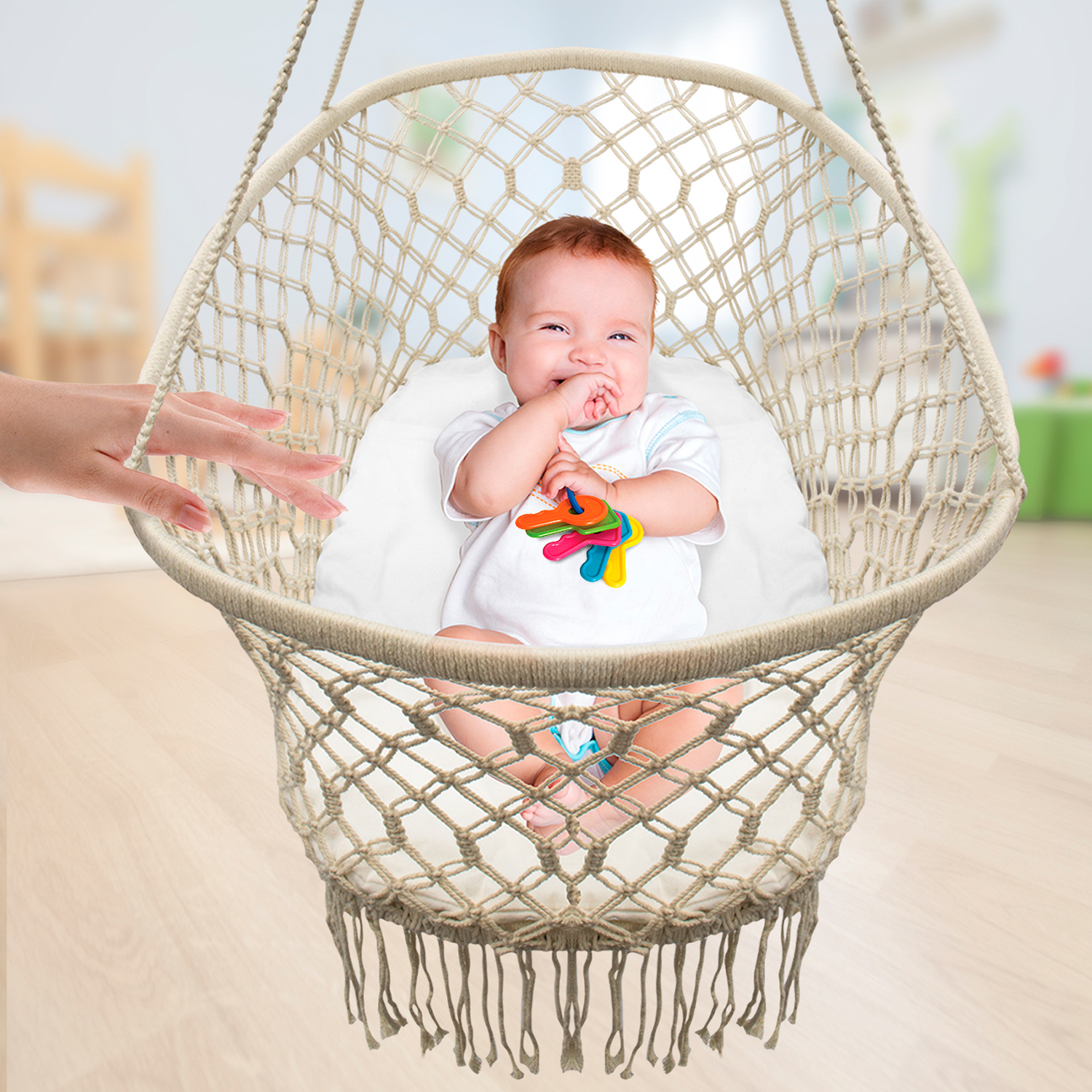 Sorbus Baby Crib Cradle, Hanging Bassinet and Portable Swing, , Off White