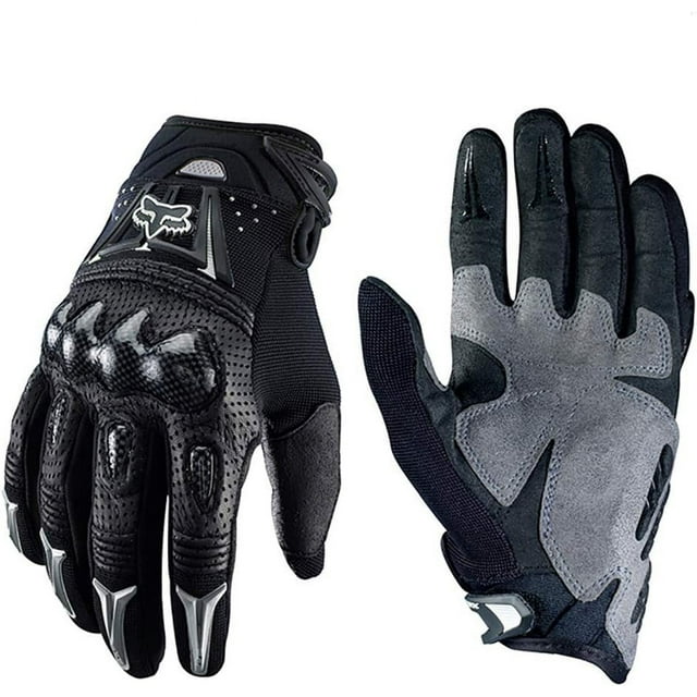 HSHDLDF Mens Fox Bomber Leather Motorcycle MTB Gloves Outdoor Enduro Cycling Riding Gloves