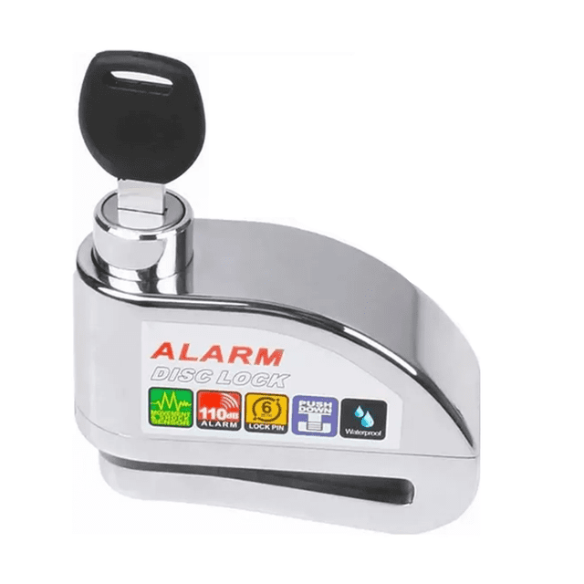 Candado De Disco Home Para Moto Con Alarma 120db Malubero GRIS NARANJA