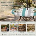 thumbnail image 6 of Round Outdoor Tablecloth with Umbrella Hole and Zipper, Turquoise Striped Tablecloth with Elastic Waterproof, Geometric Vertical Grey Stripes White Patio Table Covers for 45" - 54" Pool Tables, 6 of 9