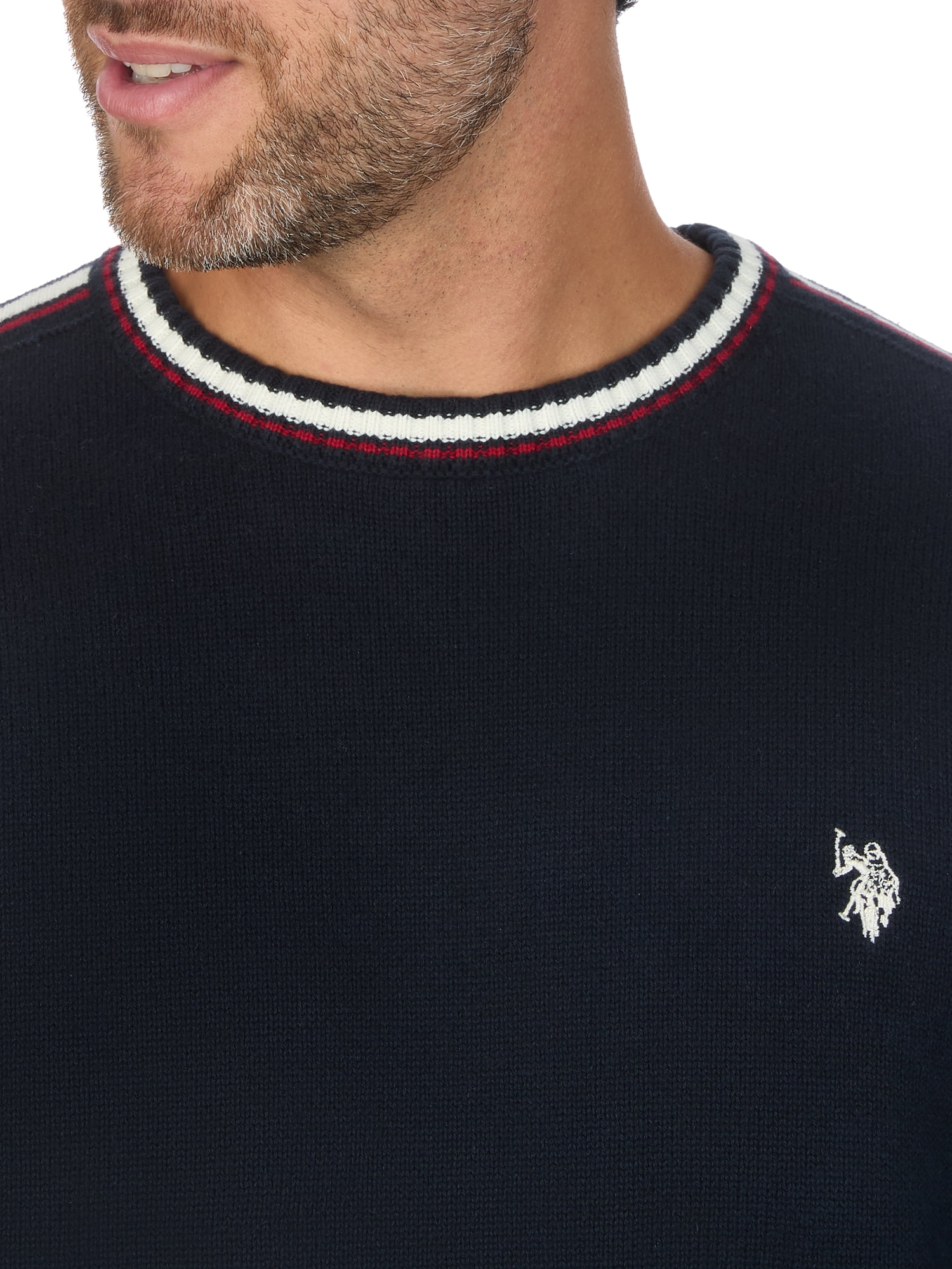 U.S. Polo Assn Men's Striped Sleeve Crew Neck Sweater