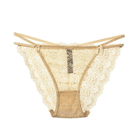 

KDDYLITQ Women Panty Lace Sexy Strappy Seamless Underwear Low Rise Briefs Khaki M