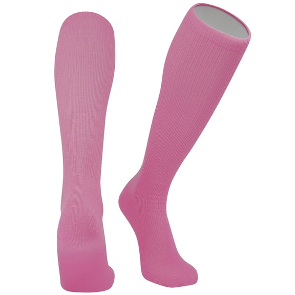 Allsport Football, Soccer, Baseball Knee High Athletic Tube Socks - Silver (Pink, L)