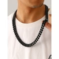 thumbnail image 3 of U7 Mens Cuban Necklace Black Miami Curb Link Chain 12mm 22inch Chunky Stainless Steel Necklace Hip Pop Jewelry Gift, 3 of 8