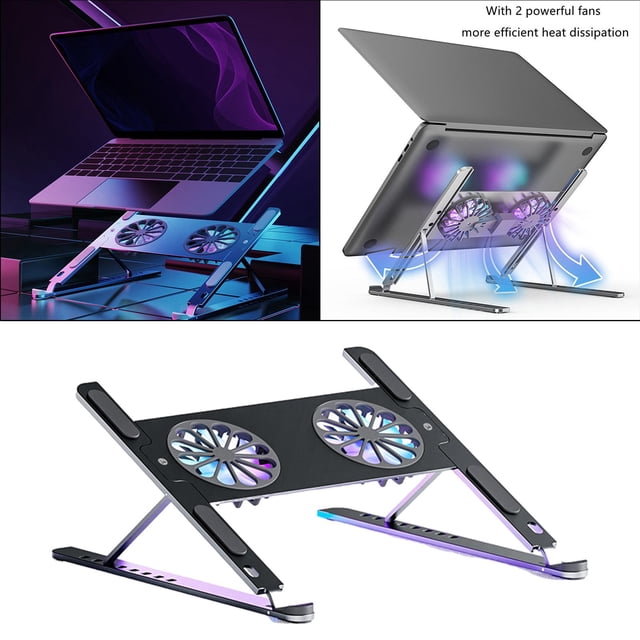 Soporte para Computadora Portátil, Plegable, Antideslizante, Ajustable en , Portátil, Silencioso, Plegable con Ventilador de Refrigeración Extra , gris Hugo Soporte portátil