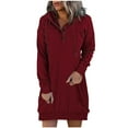 thumbnail image 2 of Brilliant Fall Dresses for Women Long Sleeve Women's Casual Long-sleeve Pocket Pullover Hoodie Dress Spring 2025 New Dresses, 2 of 5