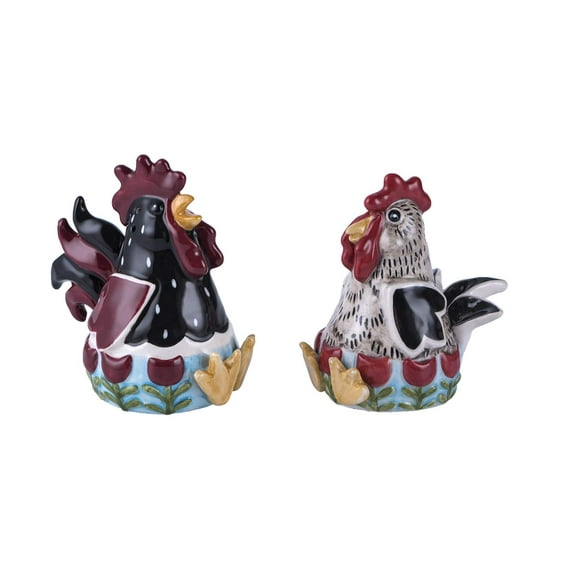 Blue Sky Ceramics Rooster Salt & Pepper Set, Multi