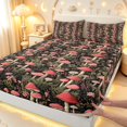 thumbnail image 4 of Homewish Wild Mushrooms Bed Sheets,Retro Fungus Plants Full Size Sheets,Red Green,4pcs,1 Flat Sheet, 1 Fitted Sheet and 2 Pillowcases, 4 of 6