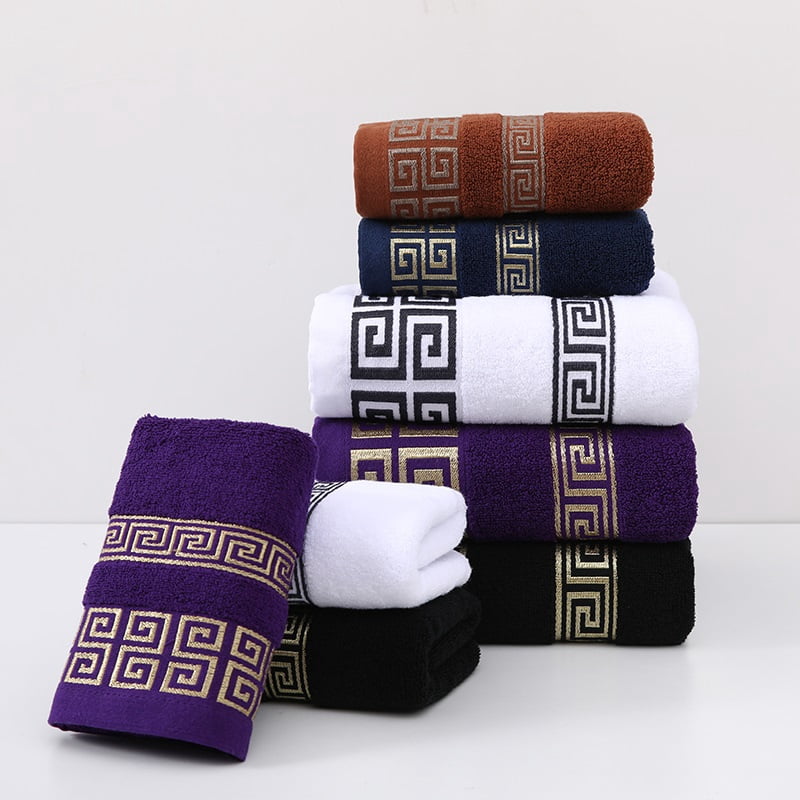 6pcs 100% Cotton Bath Towel Set, Includes 2 Bath Towels, 2 Hand Towels, And 2 Washcloths. GSM 400, Luxurious Quality, Geometric Pattern, Ultra-soft And Highly Absorbent. For The Bathroom Or Travel.