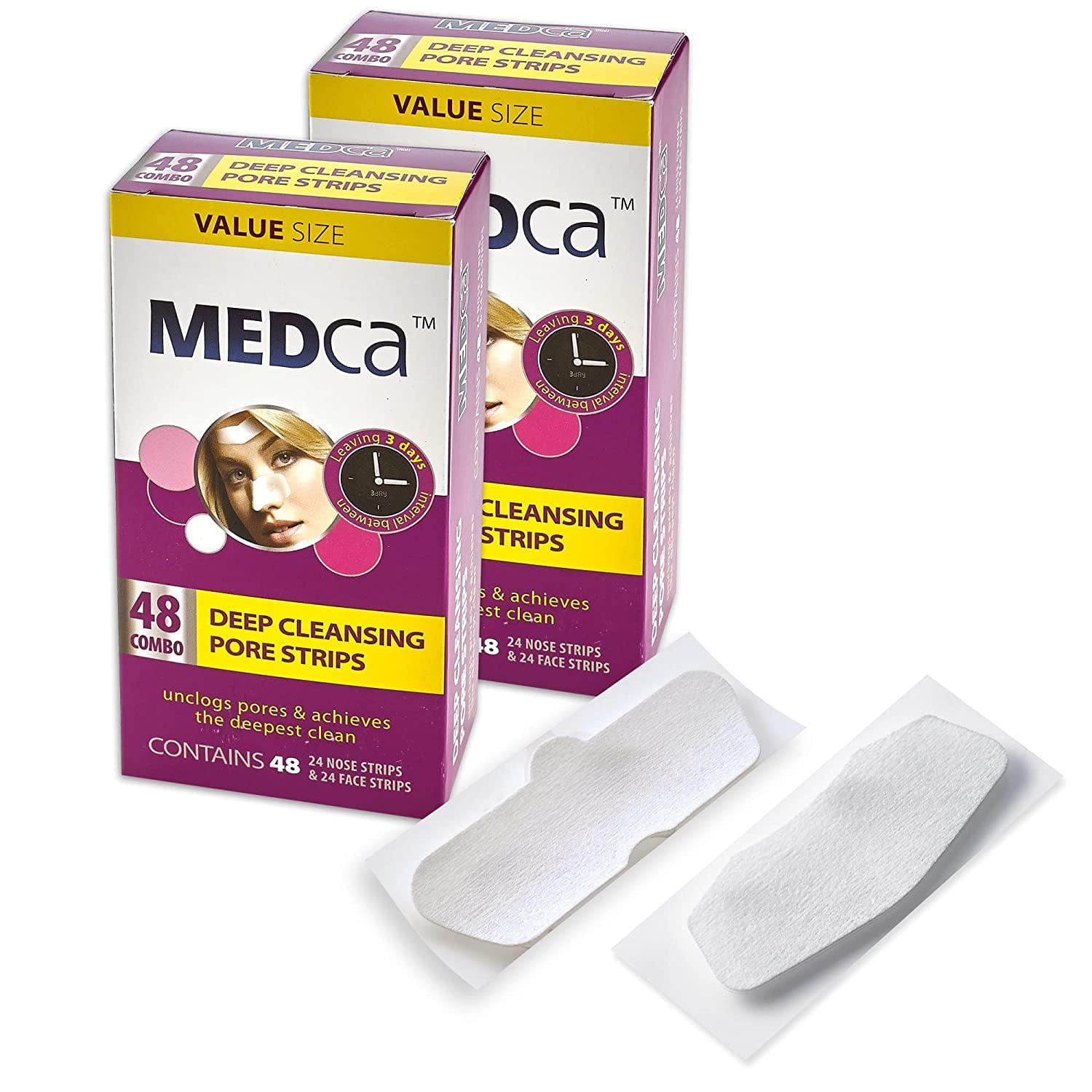 MEDca Deep Cleansing Blackhead Pore Strips Pack 96 Peel - Off Blackhead Remover and Pore Unclogging Strips for Nose and Face