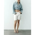 thumbnail image 4 of Summer New Retro Washed Distressed Belt Lapel Loose Denim Short Jacket-Dark Gray-XS, 4 of 7