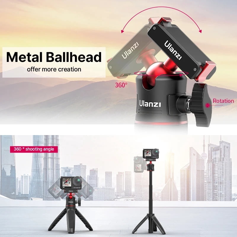 Ulanzi MT-50 Magnetic Selfie Stick Tripod Stand Portable For DJI Osmo Action 4/3/2, Extendable Height 360° Rotatable Ballhead 3-section