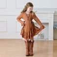 thumbnail image 7 of EnJoCho Girls Boho Cow-girl Dress Long Sleeve Rufle Swing Knee Length Summer Casual Western Style Irregular He𝗆 Tunic, 7 of 7