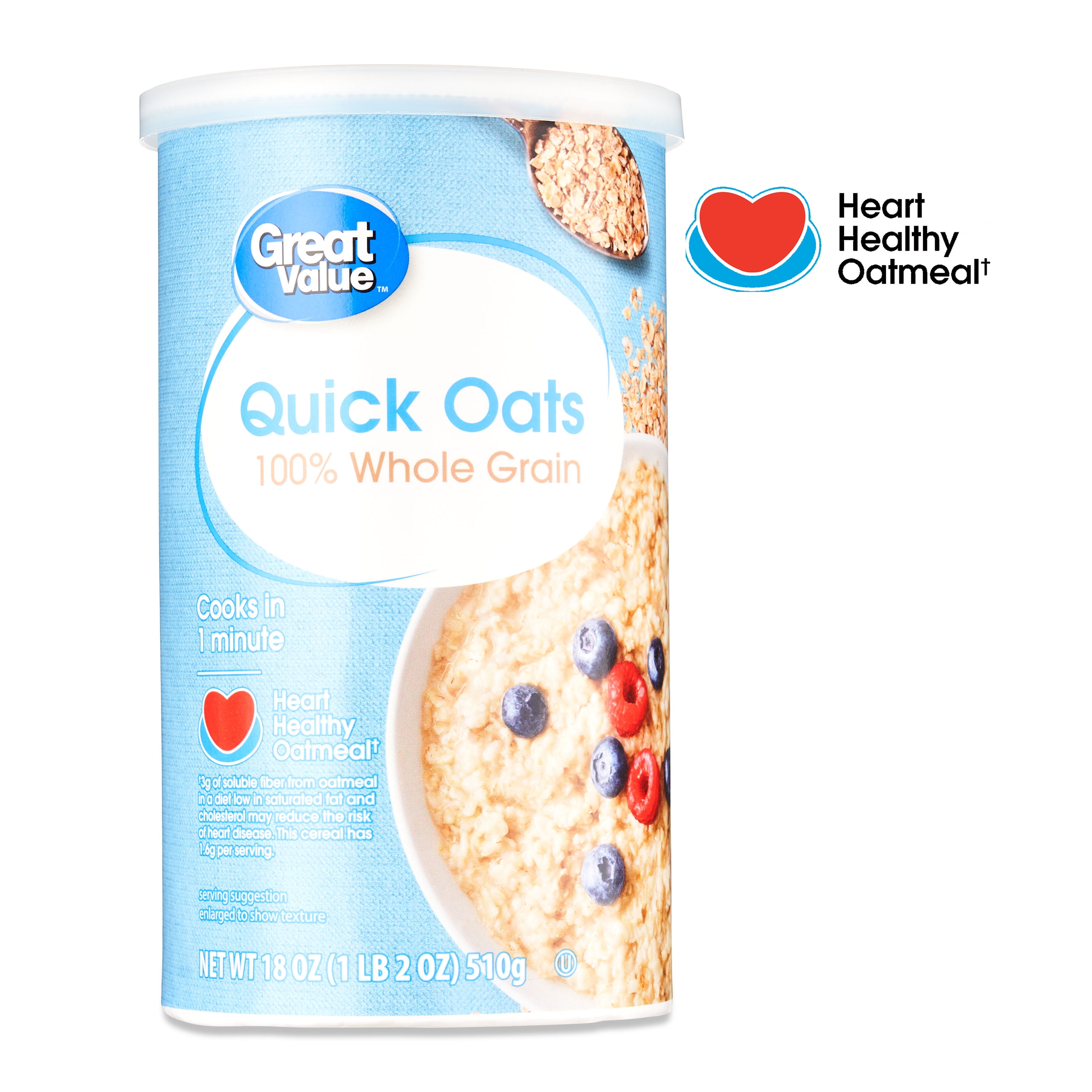 Great Value Instant Oats Tube, 18 oz
