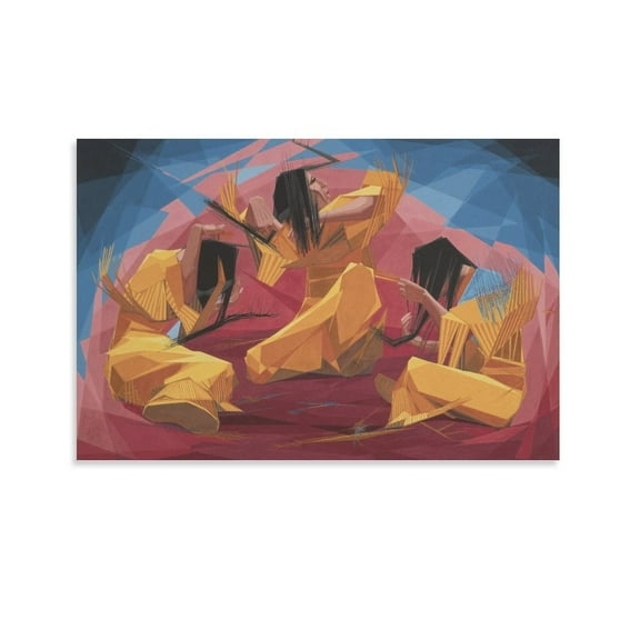 Oscar-howe Oscar-howe-sioux-women-grooming-1967 Art Deco Hanging Pictures Poster Decorative Painting Canvas Wall Art Living Room Posters Bedroom Painting