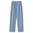 thumbnail image 3 of Aobny Ladies Pajamas Cotton Solid Pants Only Sleep Pants Womens Plus Size Pajamas,Light Blue,XL, 3 of 4