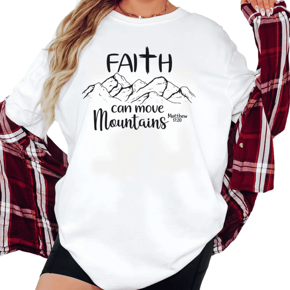 UNISHE Women's "Faith Can Move Mountains Matthew 17:20" Christian Graphic Short Sleeve T-Shirt Casual Cotton Crewneck Top
