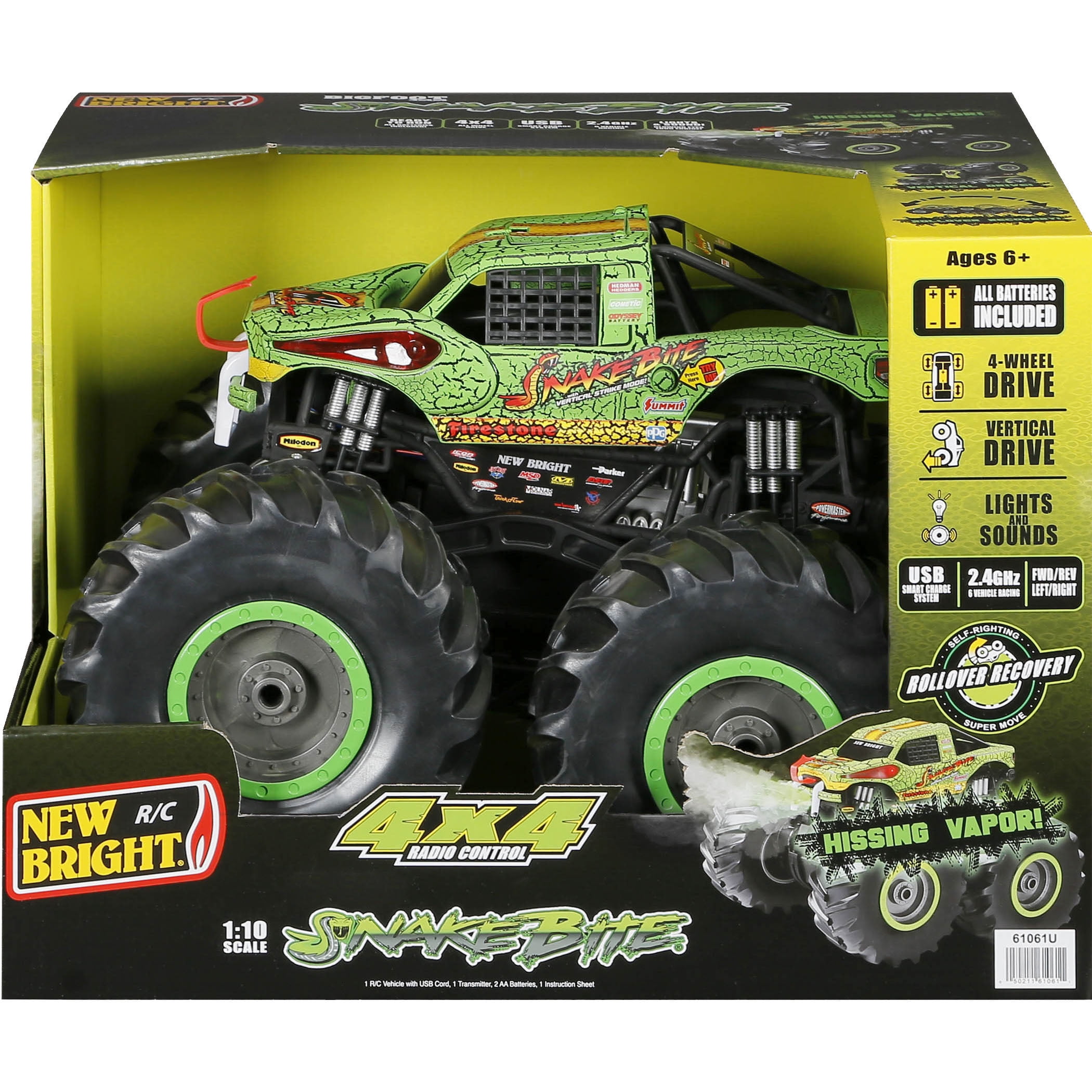 New Bright 1:10 RC Snake Bite Monster Truck with Remote New Bright 1:10 RC Snake Bite Monster Truck with Remote