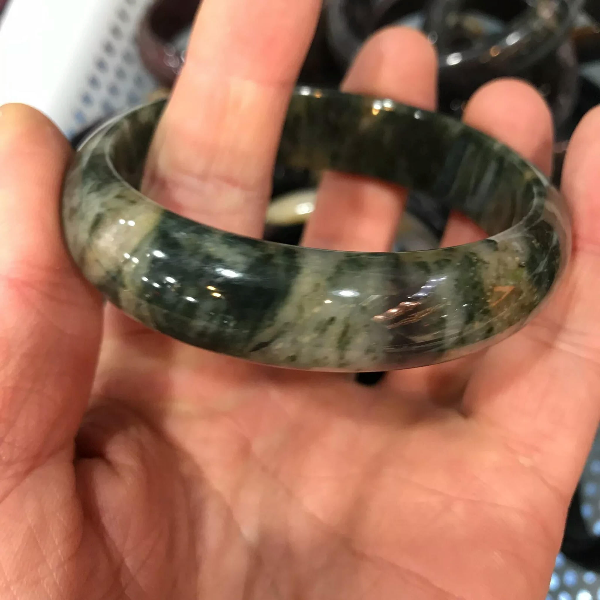 HOOUN 62 mm Grade A Natural Jade Bangle for Women Girls Jadeite Jewelry Bracelets