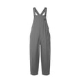thumbnail image 2 of Jewelreauty Women's Overalls Jumpsuits with Pockets Sleeveless Cargo Bibs Linen Loose Summer Casual Long Rompers (M, Gray), 2 of 7